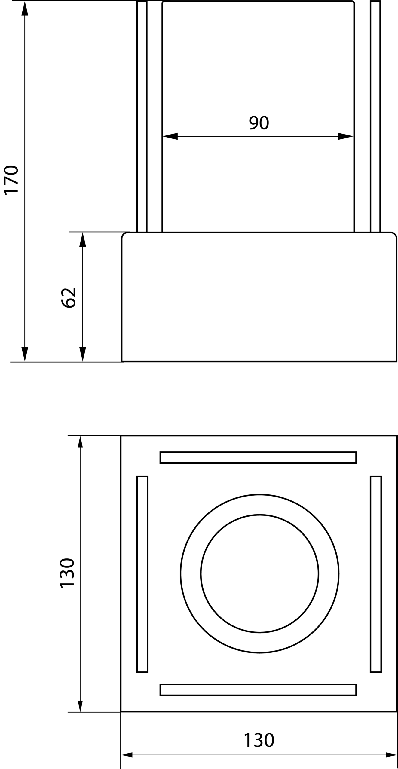 Crystal S in Schwarz – Maße